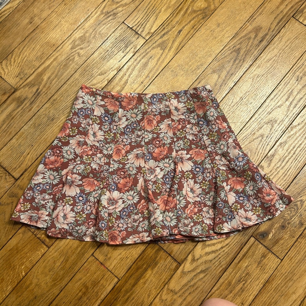 Forever 21 Floral Mini Skirt Terracotta Brown Daisy Print A-Line Boho Small